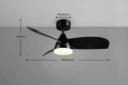 Fantiluxe - Ingrid - Plafondventilator met verlichting - Zwart - Ø90cm - Afstandsbediening - Met lamp - Plafond ventilator - Slaapkamer — thumbnail 4