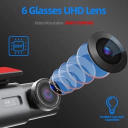 Dashcam voor Auto - 4K Dashcam - Dual Lens - 170° Groothoek - GPS - WiFi - Nachtvisie - 24H Parkeermodus - G-Sensor - 128GB Geheugenkaart inbegrepen - 6M RC-BL Camera - Zwart — thumbnail 1