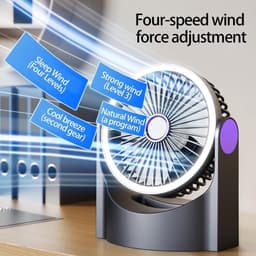 Verstelbare koelventilator - Met verlichting - Draagbaar - Luchtcirculatie - voor binnen en buiten — thumbnail 3