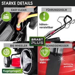 Benzinemaaier met aandrijving - Loopmaaier Mulcher - Gazon Onderhouden - 4-in-1 functie - 46cm maaibreedte - Metaal — thumbnail 3