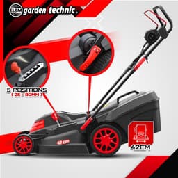 Elektrische grasmaaier - Snoer maaier - Gazon onderhoud - Krachtige 1800W motor - 42 cm werkbreedte - Wit — thumbnail 3