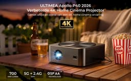 Ultimea Apollo P40 LCD-projector, Full HD Native 1080P 700 ANSI Lumens, 5G WiFi, Keystone-correctie, Grijs — thumbnail 4