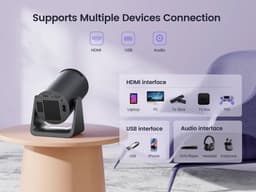 Mini Beamer - Projector - Digitale Projector - Draagbaar - Wi-Fi 6 en Bluetooth 5.2 - Android 11 Systeem - Ingebouwde Luidspreker - Compatibel met HDMI - Voeding - USB- EU Stekker Type - 300 ANSI - 29W - Zwart — thumbnail 4