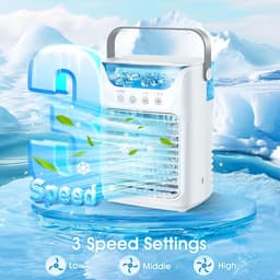 Airco - Mobiele airco - Draagbare airconditioner - Aircooler – 3-in-1 verdampingskoeler met 3 windsnelheden, groot waterreservoir, 7-kleuren nachtlampje, 2/4/6-uurs timer, luchtkoelventilator voor slaapkamer en kantoor — thumbnail 4