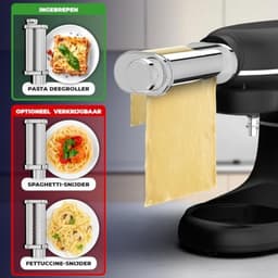 Keukenmachine met Pastaroller - 2000W - 6,2L RVS Kom - Zwart — thumbnail 2