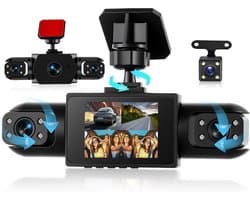 Ingebouwde 360° Voor- en Achterbinnen Camera – 4 Kanalen – 1080p Dashboardcamera – 2" IPS Dashcam