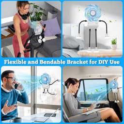 Ulisem - Tafelfan - 3 snelheden - Oplaadbaar batterij - Flexibele poten - Silicone zuignappen - Krachtige wind - Voor slaapkamer en kantoor - Draagbaar en kinderbeveiliging - USB — thumbnail 5