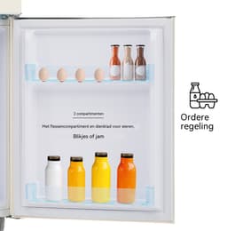Retro Koelkast - Mini Koelvriescombinatie - Dubbeldeurs Koelkast - Vrijstaand – 72L – Klasse E – Stil 39dB - LED - Slaapkamer - 91cm - Vriesvak - Wit — thumbnail 5
