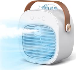 Mini airco-kleine airco-4000mAh oplaadbare persoonlijke luchtkoeler-Mini-airconditioner met 3 snelheden - mini aircooler met water-Stille desktopkoelventilator voor thuis, slaapkamer, reizen, kantoor, buiten en binnen — thumbnail 1
