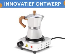 Espresso Tavien - koffiemaker - Wit - Percolator - Moka pot - Met Koffiemolen - Camping en thuisgebruik — thumbnail 2