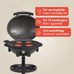 KitchenBrothers Elektrische BBQ - Opvouwbaar - Anti-aanbaklaag - PFAS-vrij - tot 250°C - 2400W - Vaderdag Cadeau - Zwart — thumbnail 4