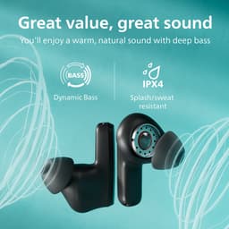 PHILIPS TAT2000 - In-ear oordopjes - 32 uur afspeeltijd - 4 mic technologie - multipoint - IPX4 - Microsoft Swiftpair - aanraakbediening - App control - Zwart — thumbnail 3