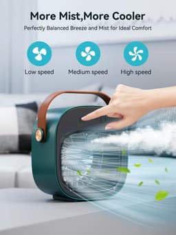 Mini airco - Draagbare airco - Mobiele airco zonder afvoer - Mobiele airco voor slaapkamer - Mobiele airco - ventilator - 4000 mAh oplaadbare persoonlijke luchtkoeler - slaapkamer, reizen, kantoor, buiten, binnen - Groen — thumbnail 3