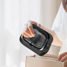 Mini Draagbare Tafelventilator - Stil en Lichtgewicht - Met LED Digitaal Display - 360° Verstelbaar - 3 Snelheden - Zwarte Circulatieventilator met Borstelloze Motor - Voor Kantoor, Thuis en Reis - USB — thumbnail 2