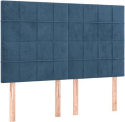 Bedframe met hoofdeinde, donkerblauw, 140 x 190 cm, fluwelen bedframe voor slaapkamer, familiebed, slaapkamer, hotel, logeerkamer — thumbnail 3