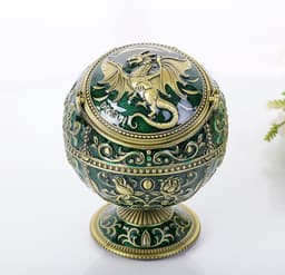 Asbak met deksel, winddichte bronzen bol vliegen draak vorm sigaar asbak voor thuiskantoor tearoom ambachten decoratie ornament — thumbnail 2