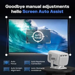 Miniprojector met automatische focus 4K UHD WiFi 6 BT 5.2 Portabel thuisbioscoop met trapeziumcorrectie Compatibel met iOS/Android/TVStick/PS5/Xbox Lage latency 180° graden — thumbnail 4