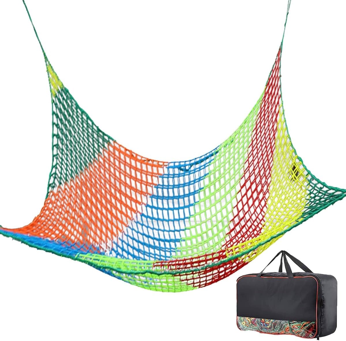 Klimmen Cargo Net Dubbellaags Knooploos Veiligheidsnet Voor Speeltuinen Zware Valbescherming Voor Boomhut, Klimrek, Kinderschommel Hangmat(Size:3 * 3m(10 * 10ft),Color:multicolor) — afbeelding 1
