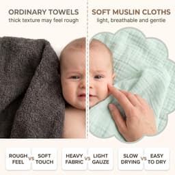 5-delige set baby washandjes, 100% katoen, 22x23 cm, zacht en absorberend, voor gezicht en bad. — thumbnail 3