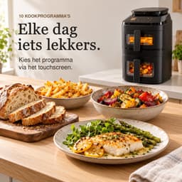 SwayTosh Cloud Airfryer met Stoomfunctie - 11L - PFAS Vrij - Double Stacked - Dubbele Airfryer XXL - Stomen én Airfryen - 2 Manden - 10 Kookprogramma's - 40-200°C - Dubbele Heteluchtfriteuse - 2750W — thumbnail 5