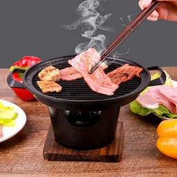 Portable Table Grill - Mini BBQ Grill - Non-Smoking Japanese Table Grill - Kleine Grillpan - Koreaanse Familiegrill met Antiaanbak Kookoppervlakken voor Buiten - Kamperen - BBQ — thumbnail 2