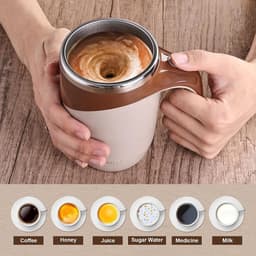Oplaadbare Koffiebeker met Roerfunctie – Automatische Mengbeker 380 ml – 1‑stand Roeren – Snelle Afkoeling & Antislip – Wit — thumbnail 4