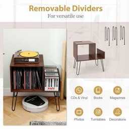 Platenspelermeubel - LP-kast - Platenspelerkast - Draaitafelstandaard - Platenspelerstandaard - Vintage Displayplank - Bruin — thumbnail 5