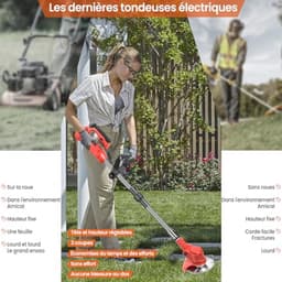 Draadloze Grasmaaier met 3 Snijbladen, 21V, Lichtgewicht en Verstelbaar voor Tuinonderhoud — thumbnail 4