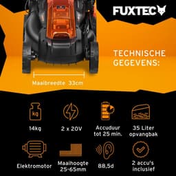 Draadloze Accu Grasmaaier 40V Met 2x20V Accu's en Dubbele Lader - 33cm Maaibreedte — thumbnail 2