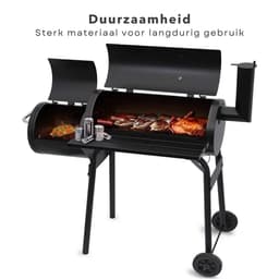 Houtskoolbarbecue - Barbecue Smoker - Houtskool Rookoven - Verrijdbare BBQ - Gegalvaniseerd Staal - Thermometer — thumbnail 4