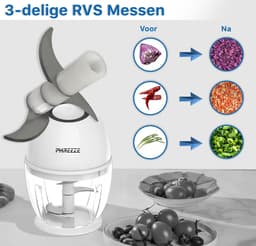 Mini Foodprocessor - 450ML - Elektrische Hakmolens - USB-C Oplaadbaar - Kleine Blender - Keukenmachine - Portable Chopper - Hakmolen Elektrisch - Babyvoeding Groente Smoothie Snijder — thumbnail 4