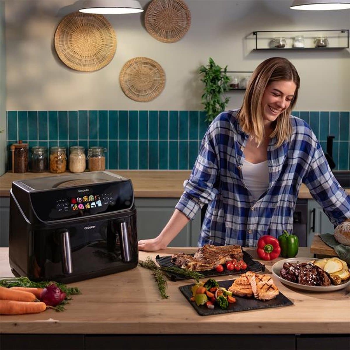 Cecotec Cecofry&Grill Duoheat 10000 Dubbel 10 l Vrijstaand 2800 W Heteluchtfriteuse Zwart — afbeelding 1