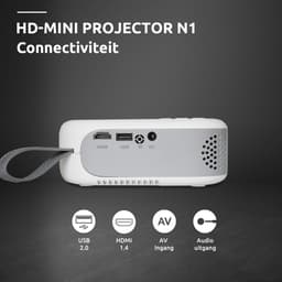 STRONG - N1 - Mini beamer - Full HD 1280x720p - Projector van 30” tot 200”- HDMI - USB - AV ingang - Audio uitgang - Lichtgewicht en compact — thumbnail 4