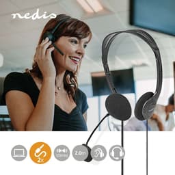 Nedis PC-Headset - On-Ear - Stereo - 2x 3.5 mm - Opvouwbare microfoon - Zwart — thumbnail 3