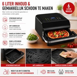 alpina Airfryer voor Pizza's tot 30 cm - Heteluchtfriteuse met 9 Programma's - Digitaal Display en Instelbare Temperatuur 80-230°C - 6 Liter - Zwart — thumbnail 2