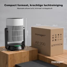 Air AP200 Luchtreiniger met Ventilator - HEPA Filter - CADR 280 m³/u - WiFi & App - Afstandsbediening - 25 dB - Wit/Zwart — thumbnail 2