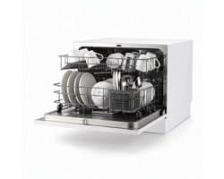 Tafelmodel Vaatwasser 6 Couverts – 8 Programma’s – 30 Min Snelprogramma – 24 U Startuitstel – 70°C Reiniging