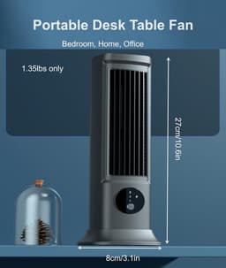 Torenventilator - Bladloze ventilator - Bureau koeling - Veilig bladloos ontwerp - 10 inch - Zwart — thumbnail 1