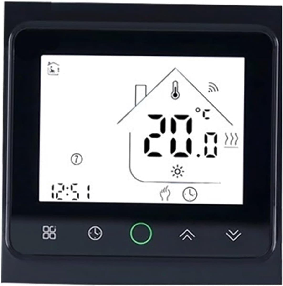 Slimme Thermostaat - Temperatuurregelaar Vloerverwarming - Comfort Thuis - LCD Touchscreen - 86 x 86 mm - Zwart — afbeelding 1