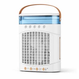 VHV - Ventilatoren - Luchtkoeler - Aircooler - Mobiele luchtkoeler - Torenventilator - Verkoeling - Bladloze ventilator - Oscillerend - Met watervernevelaar - Oplaadbaar - Voor bureau en kantoor - Wit — thumbnail 1