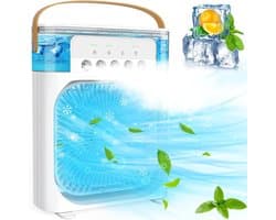 Persoonlijke Aircooler | Stille draagbare mist‑ventilator, USB‑gevoed, 3‑snelheden, 1‑2‑3 uur timer, 360° verstelbaar, bureau‑koeler voor kantoor, thuis, kamer en auto (Wit)
