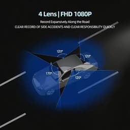 4-Camera Dashcam – 1080P Full HD Voorcamera & 720P Achter-, Linker- en Rechtercamera – Inclusief 32GB Geheugenkaart — thumbnail 2