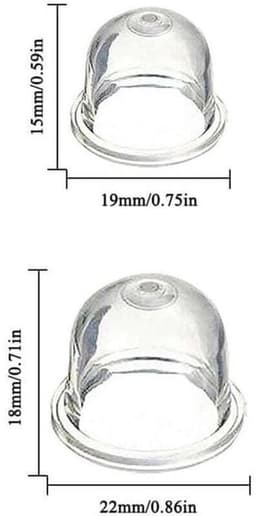 12 witte startkogelpompen van 19 mm en 22 mm, transparante carburateuroliebekers, geschikt voor grasmaaiers, heggenscharen, kettingzagen en ventilatorstartkogels. — thumbnail 2