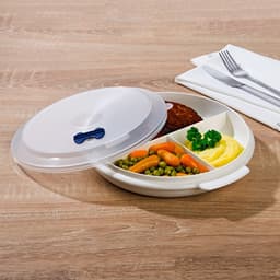 Magnetronbord met deksel - Menubord 3 vakken - Maaltijd opwarmen - Gelijkmatige verwarming - Ø 21 cm - Grijs — thumbnail 5