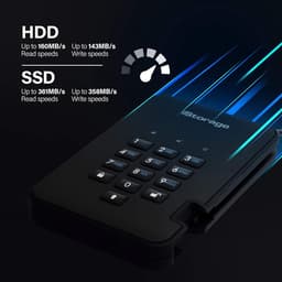 Externe SSD - Draagbare Opslag - Data Beveiligen - PIN Beveiligd - 512 GB - Zwart — thumbnail 4