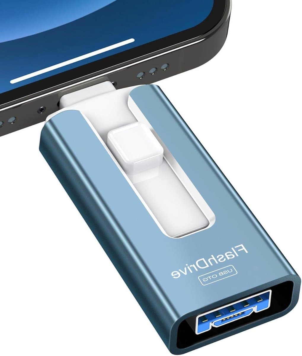 USB Flash Drive - Geheugenstick Telefoon - Foto Opslag - Hoge Snelheid - 256GB - Blauw — afbeelding 1