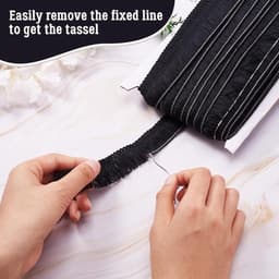 25m franje trimmen 25mm - Polyester kwastje lint zwart voor DIY latin jurk - Naaien accessoires — thumbnail 5