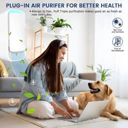 Plug-in luchtreiniger - Negatieve ionentechnologie - Stille werking voor thuisgebruik - Negatieve ionenluchtreiniger voor slaapkamer, kantoor, dierenkamer, badkamer, wit - 2-pack — thumbnail 3