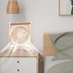 Draagbare Tafelventilator - Kleine Ventilator Bureau - Persoonlijke Koeling - Stille Luchtstroom - 16.8x3.7x23cm - Wit — thumbnail 4