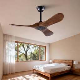 Plafondventilator 42 inch met 3 houten bladen en propellerontwerp - geheugenfunctie - afstandsbediening - geschikt voor binnen en buiten (terras, woonkamer, slaapkamer) - walnoot afwerking - modern design — thumbnail 1